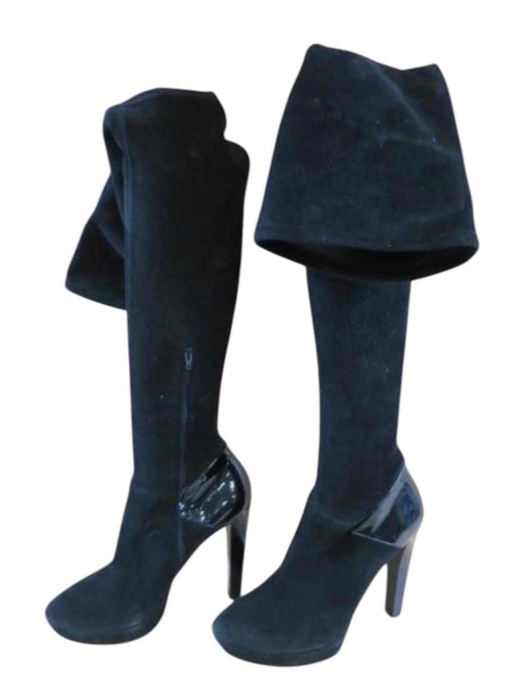 Black Gucci Suede Thigh High High-Heel Boots - Picture 2 of 7